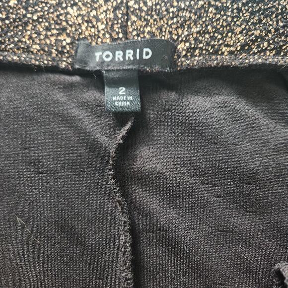 Torrid Metallic Gold Black Skater Mini Skirt Size 2X Pockets - Picture 9 of 10